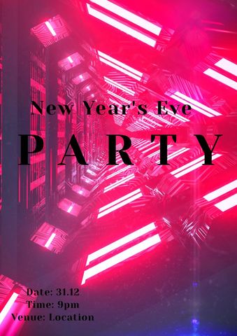 New Year's Eve Party Invitation with Futuristic Pink Lighting - Download Free Stock Templates Pikwizard.com