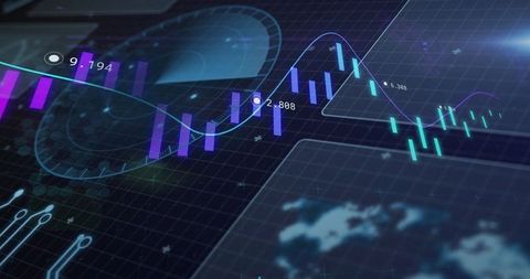 Futuristic digital finance analytics dashboard