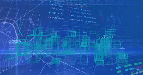 Futuristic Digital Cityscape with Data Visualization Elements - Download Free Stock Images Pikwizard.com