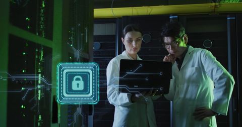 Cybersecurity Experts Analyzing Digital Protection in Server Room - Download Free Stock Images Pikwizard.com