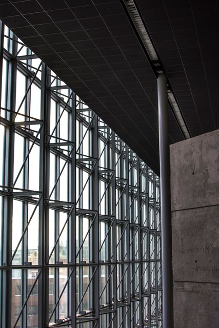 Modern Office Building Interior with Large Glass Windows - Download Free Stock Images Pikwizard.com