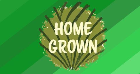 Home Grown Logo on Green Background Celebrating Vegan Produce