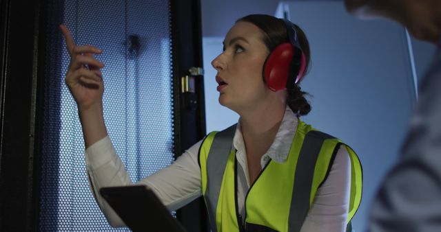 Female Engineer Diagnosing Server With Tablet in Data Center - Download Free Stock Photos Pikwizard.com