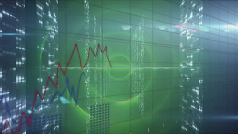 Futuristic Data Processing Visualization with Graphs and Code