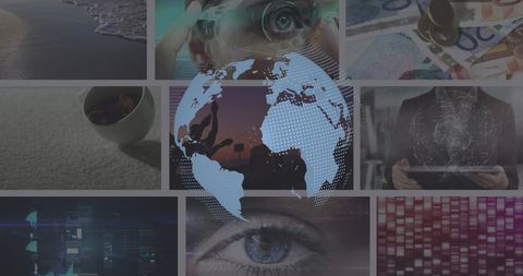 Rotating globe visualizing global communication and technology