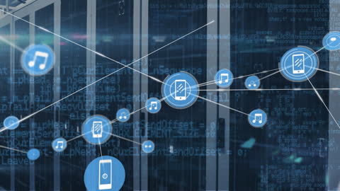 Digital Networking Technology in Data Center with Connected Icons