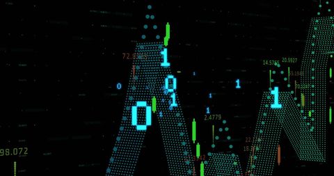 Financial Data Visualization with Binary Coding in Green-Blue Palette - Download Free Stock Images Pikwizard.com