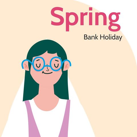 spring bank holiday celebration with smiling woman illustration - Download Free Stock Templates Pikwizard.com