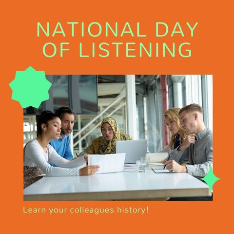 Diverse Team Engaging in Dialogue for National Day of Listening - Download Free Stock Templates Pikwizard.com