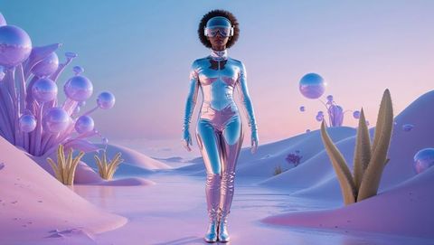 Futuristic Exploration in Sci-Fi Pastel Dunes