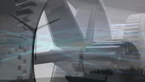 Mechanical Cogs and Digital Network Integration Concept