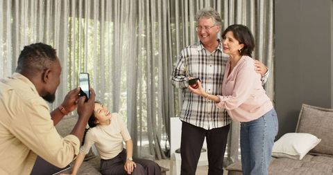 Diverse group therapy session with happy interaction