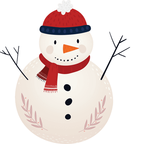 Festive Snowman with Red Scarf on Transparent Background