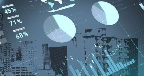Data Processing Overlay on Urban Landscape with Graph - Download Free Stock Images Pikwizard.com