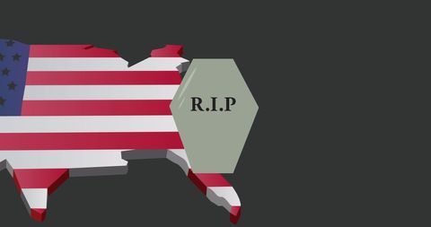 Rip text over usa flag map symbolizing patriotism and loss