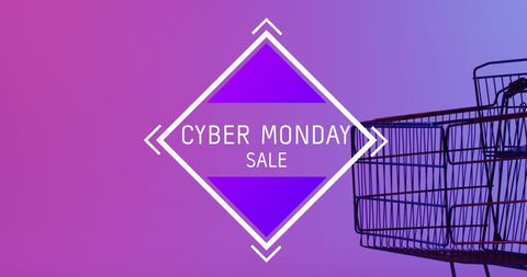 Cyber Monday Sale Banner with Shopping Trolley - Download Free Stock Images Pikwizard.com