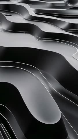 Undulating Metallic Surface with White Contour Lines, Futuristic Vertical Motion Loop