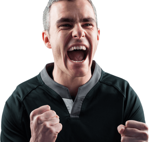 Transparent Yelling Rugged Rugby Player Celebrating Victory - Download Free Stock Videos Pikwizard.com