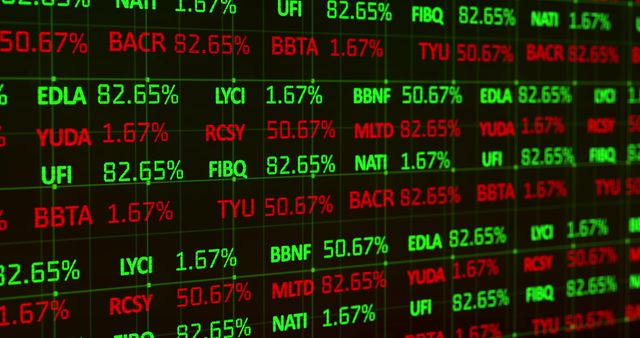 Dynamic Stock Market Data Display in Red and Green - Download Free Stock Images Pikwizard.com