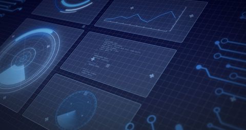 Futuristic Digital Interface with Multiscreen Analytics Panels - Download Free Stock Images Pikwizard.com
