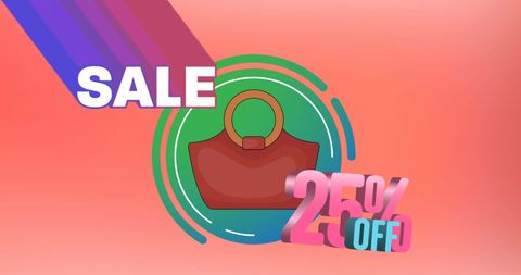 Shopping Sale Promotion with Handbag Icon on Pink Background