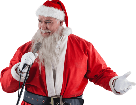 santa claus singing with microphone on transparent background - Download Free Stock Videos Pikwizard.com