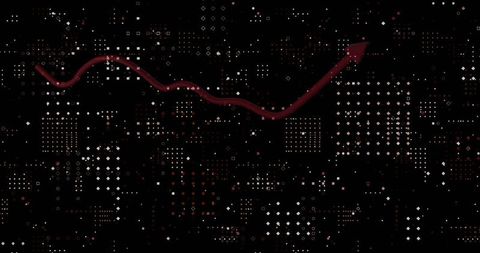 Rising arrow on abstract digital technology background