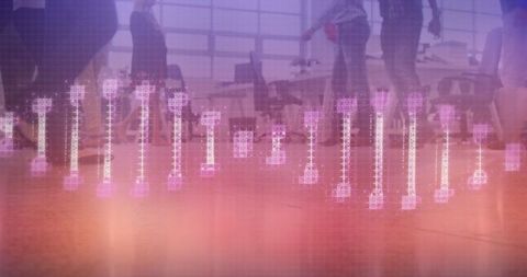 Digital Music Wave Visualized in Busy Office