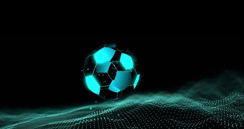 Futuristic Digital Football Innovations against Black Background