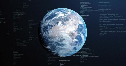 Digital Earth Surrounded by Streaming Code in Cosmic Space