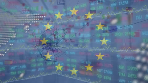 European Union Flag with Dynamic Stock Market Data