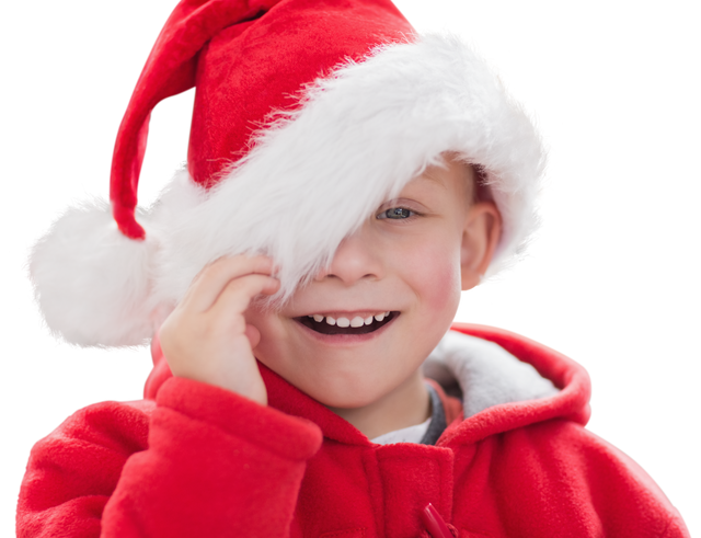 Smiling Boy in Santa Hat Transparent Celebrating Christmas - Download Free Stock Videos Pikwizard.com