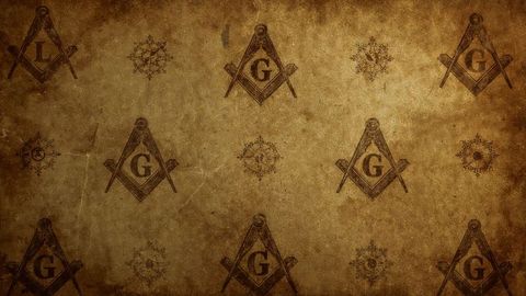 Vintage masonic motifs on distressed paper background