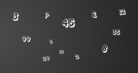 Floating numbers and symbols on dark grey