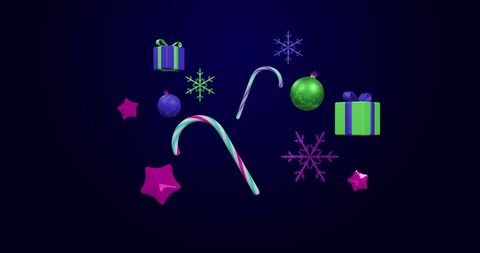 Christmas Ornaments and Gifts on Dark Background