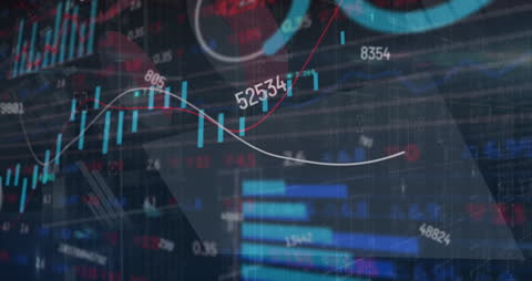 Digital Data Animation Over Financial Charts