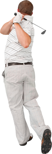 Rear View of Golfer Swinging Golf Club on Transparent Background - Download Free Stock Videos Pikwizard.com