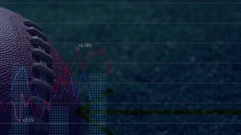 Digital Visualization Football and Financial Growth Graphs