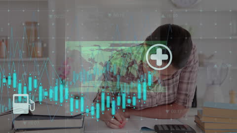 Woman Analyzing Data with Digital Interface