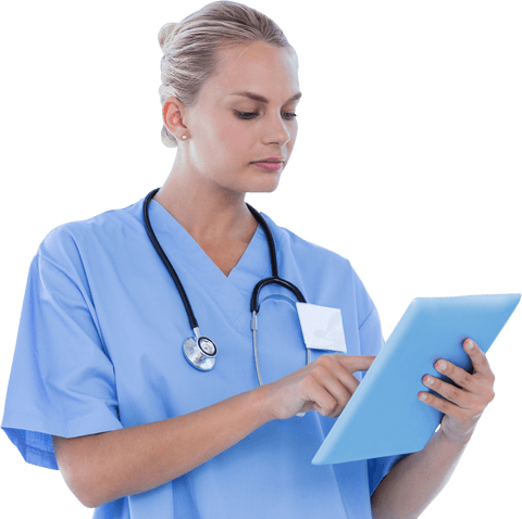 Professional Nurse with Tablet and Stethoscope Transparent Background - Download Free Stock Videos Pikwizard.com