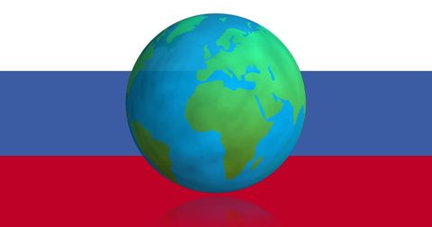 Rotating Globe Over Russian Flag Symbolizing Politics - Download Free Stock Images Pikwizard.com