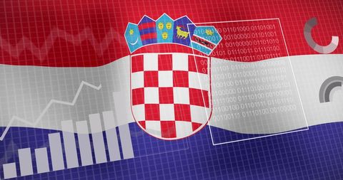 Digital Analytics Overlaid on Croatian Flag for Data Insights - Download Free Stock Images Pikwizard.com