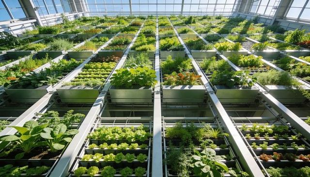 Vertical hydroponic farm wall with modular planter trays and automated irrigation system