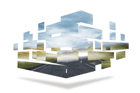 transparent abstract road across fragmented landscape - Download Free Stock Videos Pikwizard.com