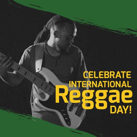 celebrate international reggae day with guitarist and bold typography - Download Free Stock Templates Pikwizard.com