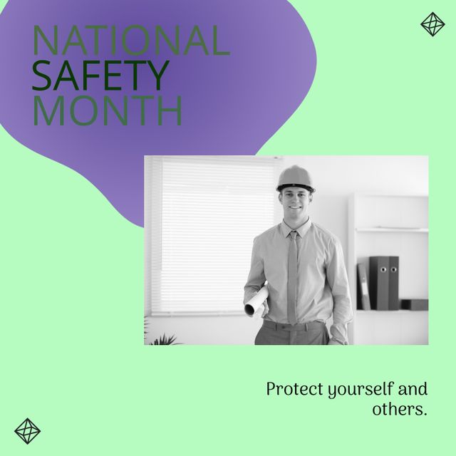 National Safety Month Awareness with Businessman Holding Blueprint - Download Free Stock Templates Pikwizard.com