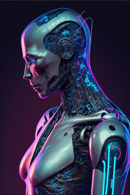 Futuristic Female Android Close-Up with Cybernetic Details - Download Free Stock Images Pikwizard.com