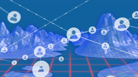 Futuristic Digital Network Across 3D Landscape