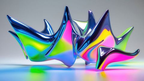 Glossy 3D Shapes with Neon Metallic Gradients in Abstract Futuristic Style - Download Free Stock Images Pikwizard.com