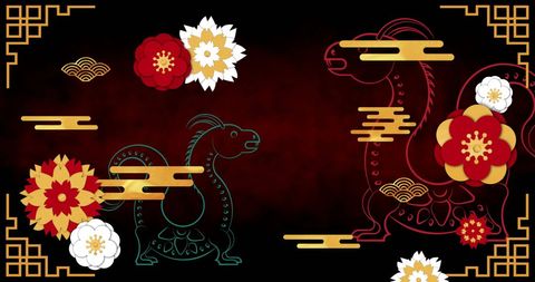Traditional Chinese New Year Dragon Illustration Red Background - Download Free Stock Images Pikwizard.com